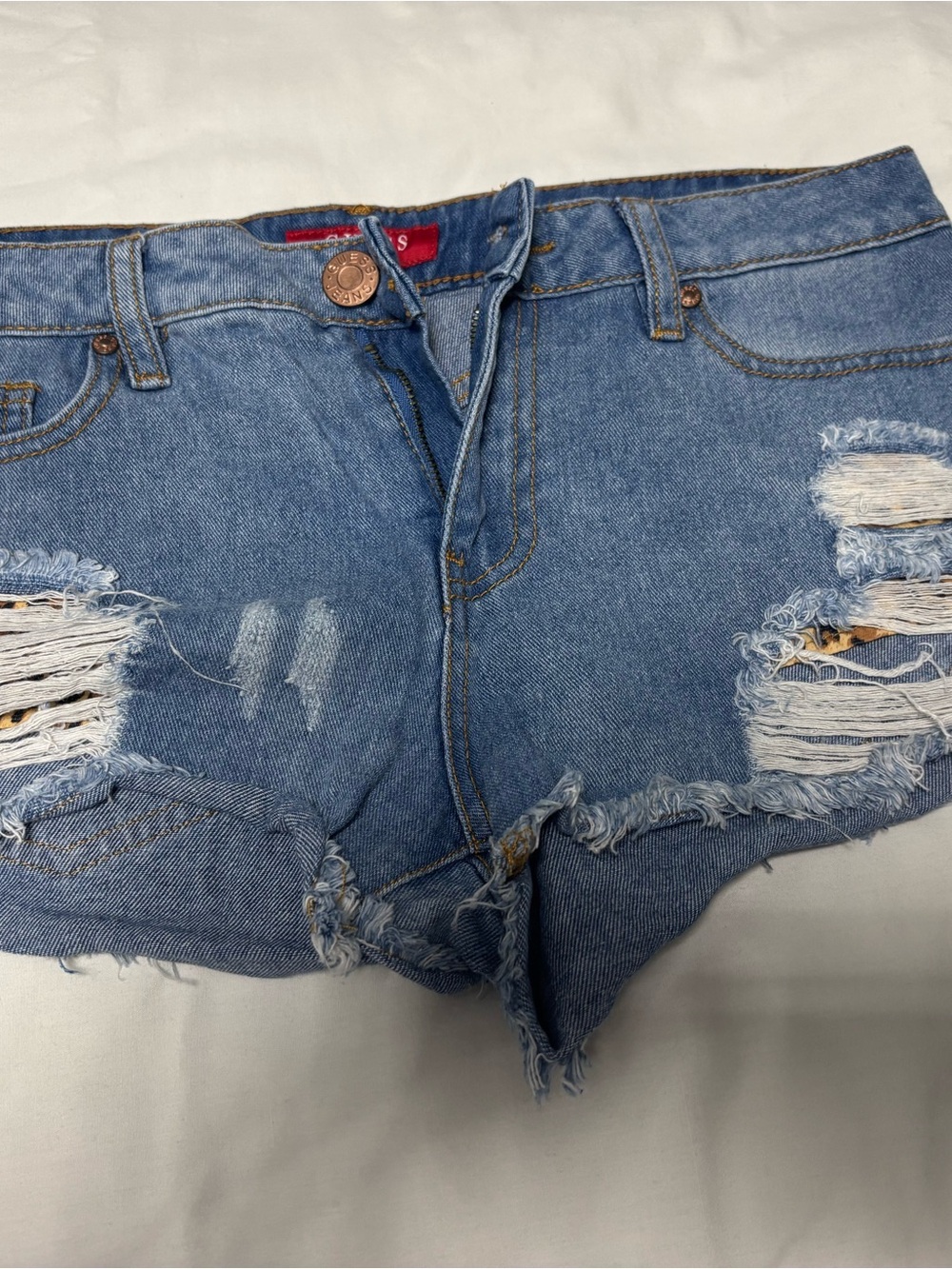 Casual Distressed Denim Women's Shorts - Blue